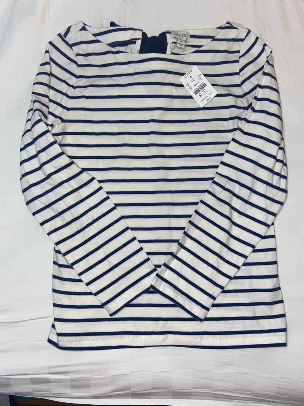 J. Crew White and Navy Striped Long-Sleeve Tee - NWT